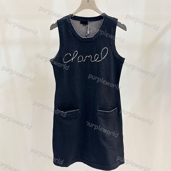 fashion knit dress sleeveless vest luxury designer casual beaded glitter skirt letters breathable mini skirt, White;black
fashion knit dress sleeveless vest luxury designer casual beaded glitter skirt letters breathable mini skirt, White;black