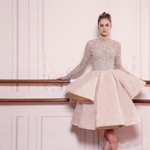 elegant short prom dresses ball gown long sleeves high neck with beads ruffles evening dresses custom made fashion party gowns260t, Black
elegant short prom dresses ball gown long sleeves high neck with beads ruffles evening dresses custom made fashion party gowns260t, Black