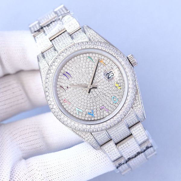6 types mens luxury diamond watches silver cz stones iced out watch white dial rainbow arabic numerals automatic 41mm waterproof 904l sapphi, Slivery;brown
6 types mens luxury diamond watches silver cz stones iced out watch white dial rainbow arabic numerals automatic 41mm waterproof 904l sapphi, Slivery;brown