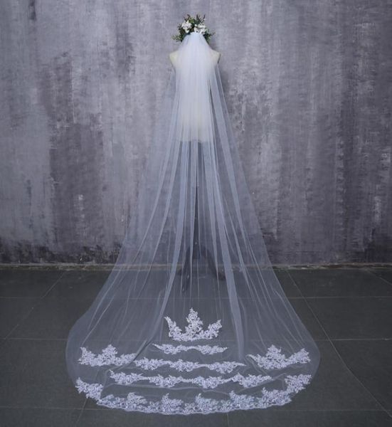 2019 bride veils white applique tulle 3 meters veu de noiva long wedding bridal accessories lace veil9380112, Black
2019 bride veils white applique tulle 3 meters veu de noiva long wedding bridal accessories lace veil9380112, Black