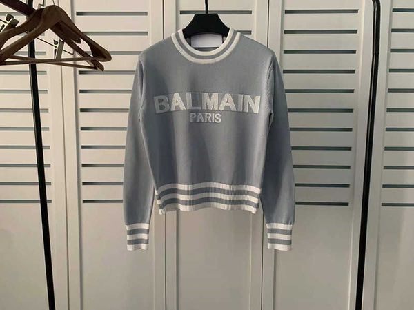 balman pullover short contrast loose pullover letter jacquard long sleeved sweater, White
balman pullover short contrast loose pullover letter jacquard long sleeved sweater, White