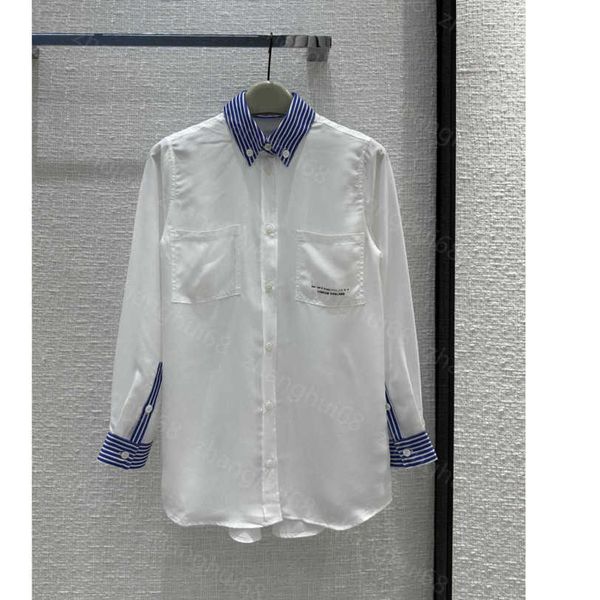 23ss womens designer clothing high neck blouse women shirt blue-and-white striped patchwork lapel letter-print pocket long-sleeved shirt wom
23ss womens designer clothing high neck blouse women shirt blue-and-white striped patchwork lapel letter-print pocket long-sleeved shirt wom
