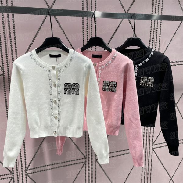 letter rhinestone knitted cardigan sweater for women long sleeve knits hoodie designer pullover, White;black
letter rhinestone knitted cardigan sweater for women long sleeve knits hoodie designer pullover, White;black