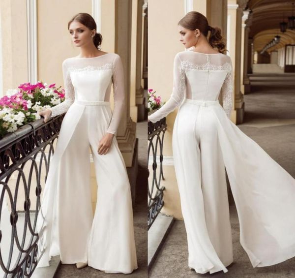 designer bohemian jumpsuit lace wedding dresses bateau neck long sleeves beach bridal gowns floor length chiffon vestido de 2007897, White
designer bohemian jumpsuit lace wedding dresses bateau neck long sleeves beach bridal gowns floor length chiffon vestido de 2007897, White