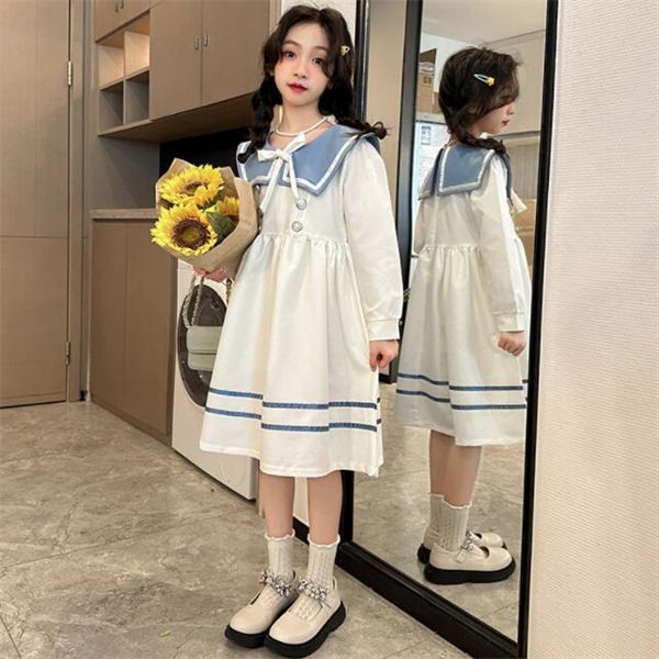 girl dress girl navy collar style children's wear striped pattern long sleeve dress, Red;yellow
girl dress girl navy collar style children's wear striped pattern long sleeve dress, Red;yellow