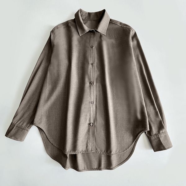 women's blouses & shirts women collared wool silhouette loose shirt blouse t-oteme, White
women's blouses & shirts women collared wool silhouette loose shirt blouse t-oteme, White