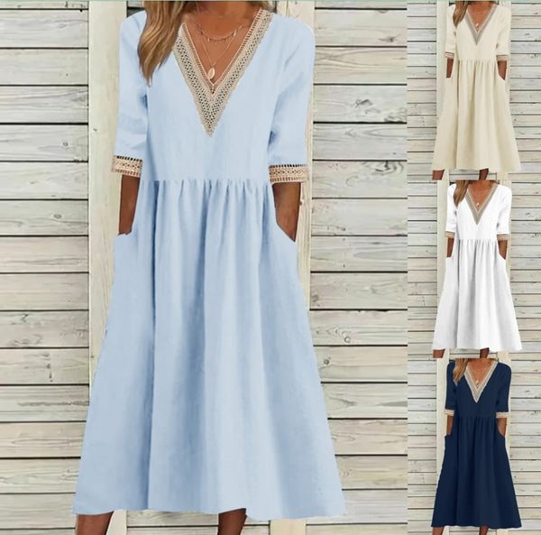 casual dresses dress plus-size loose cotton linen collar five-point sleeve mid-length dress, Black;gray
casual dresses dress plus-size loose cotton linen collar five-point sleeve mid-length dress, Black;gray