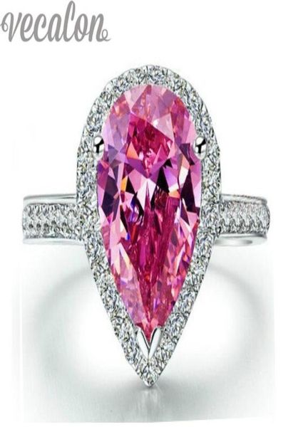 vecalon fashion ring pear cut 4ct pink cz diamond engagement wedding band ring for women 925 sterling silver female finger ring2483615, Slivery;golden
vecalon fashion ring pear cut 4ct pink cz diamond engagement wedding band ring for women 925 sterling silver female finger ring2483615, Slivery;golden