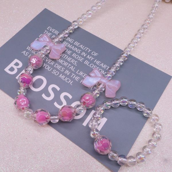 beaded necklace bracelet set girl cute sweet bow knot sliced bead necklace collar chain, Silver
beaded necklace bracelet set girl cute sweet bow knot sliced bead necklace collar chain, Silver