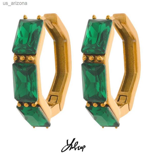 yhpup elegant chic white green cubic zirconia stainless steel hoop huggie earrings 18k gold plated stylish charm texture jewelry l230620, Golden;silver
yhpup elegant chic white green cubic zirconia stainless steel hoop huggie earrings 18k gold plated stylish charm texture jewelry l230620, Golden;silver