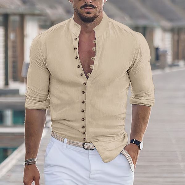 mens casual shirts spring and autumn all seasons cotton linen button longsleeved solid color standup collar chemise 230726, White;black
mens casual shirts spring and autumn all seasons cotton linen button longsleeved solid color standup collar chemise 230726, White;black