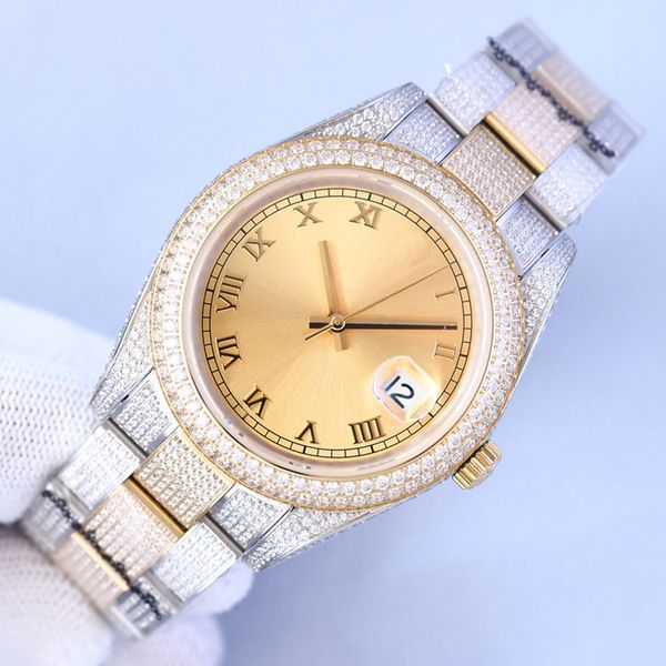 14 styles mens luxury diamond gold mixed silver watch silver cz stones iced out watches roman numerals automatic 41mm waterproof 904l sapphi, Slivery;brown
14 styles mens luxury diamond gold mixed silver watch silver cz stones iced out watches roman numerals automatic 41mm waterproof 904l sapphi, Slivery;brown