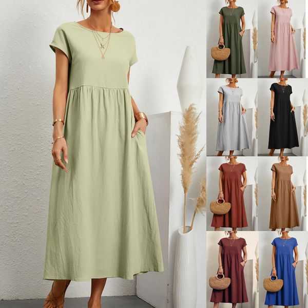 basic casual dresses harajuku solid long dress women summer casual short sleeve o neck loose sundress y2k cotton and linen robe dresses clot, Black;gray
basic casual dresses harajuku solid long dress women summer casual short sleeve o neck loose sundress y2k cotton and linen robe dresses clot, Black;gray
