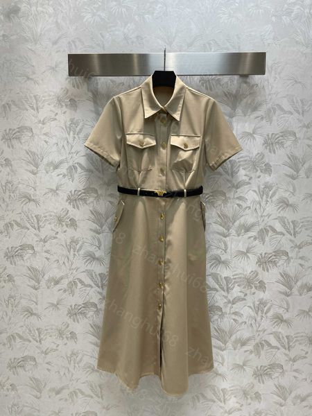23ss women dresses summer dress womens designer clothing lapel short sleeve trench dress with logo belt womens clothing, Black;gray
23ss women dresses summer dress womens designer clothing lapel short sleeve trench dress with logo belt womens clothing, Black;gray