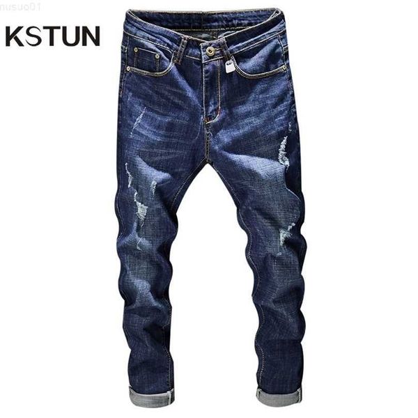 men's kstun ripped men stretch dark blue slim fit fashion high street destroyed rip jeans man frayed hip hop casual denim pants 210318
men's kstun ripped men stretch dark blue slim fit fashion high street destroyed rip jeans man frayed hip hop casual denim pants 210318