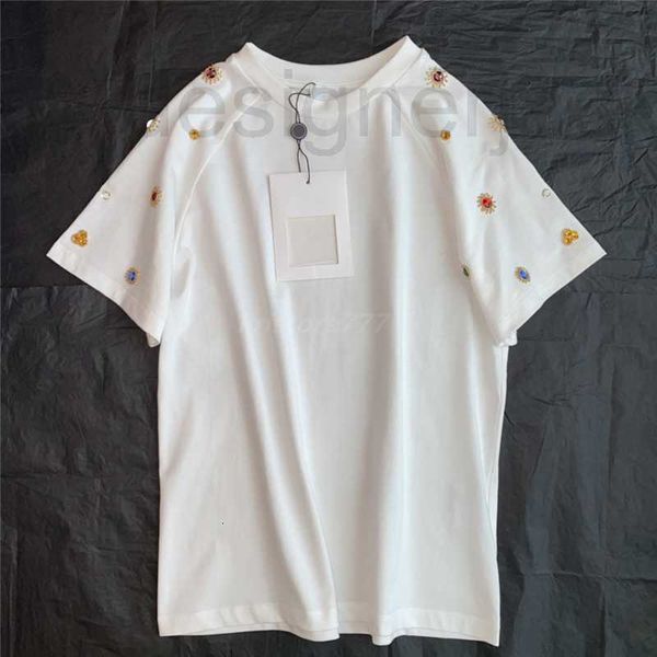 women's t-shirt women loose tee designer crew neck cotton t-shirt with letters beads girls short brand milan runway high end crop pull, White
women's t-shirt women loose tee designer crew neck cotton t-shirt with letters beads girls short brand milan runway high end crop pull, White