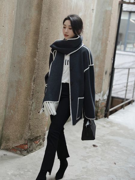 women's jackets toteme women embroidered coat tassels loose shawl collared top, Black;brown
women's jackets toteme women embroidered coat tassels loose shawl collared top, Black;brown