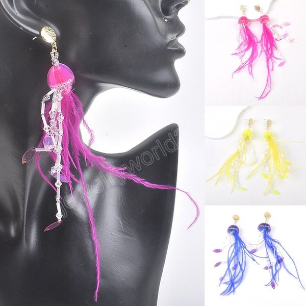 handmade feathers jellyfish earrings feather long tassel pendant earring exaggerated dangle earrings fashion party jewelry gifts, Silver
handmade feathers jellyfish earrings feather long tassel pendant earring exaggerated dangle earrings fashion party jewelry gifts, Silver