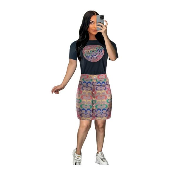 j2882 european american women's two piece dress summer new crew-neck blouse positioning printed skirt suit, White
j2882 european american women's two piece dress summer new crew-neck blouse positioning printed skirt suit, White