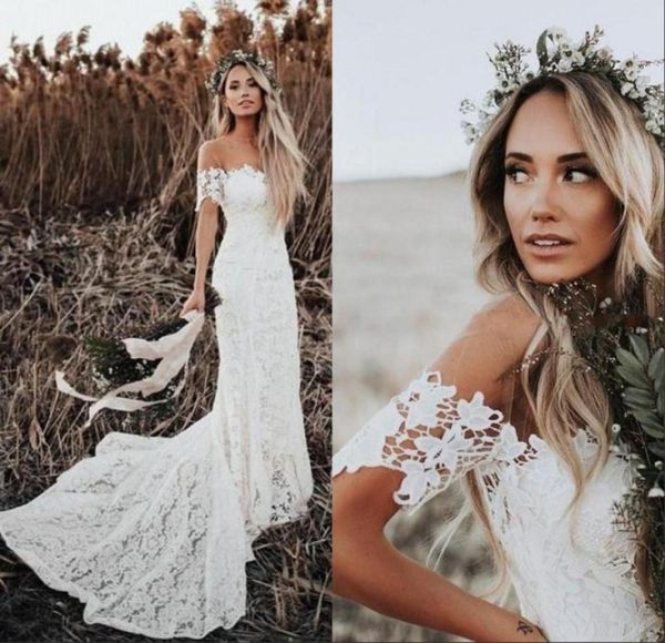 aline wedding dresses elegant boho lace wedding dresses country style off shoulder short sleeves bridal gowns beach sweep train1948780, White 
aline wedding dresses elegant boho lace wedding dresses country style off shoulder short sleeves bridal gowns beach sweep train1948780, White