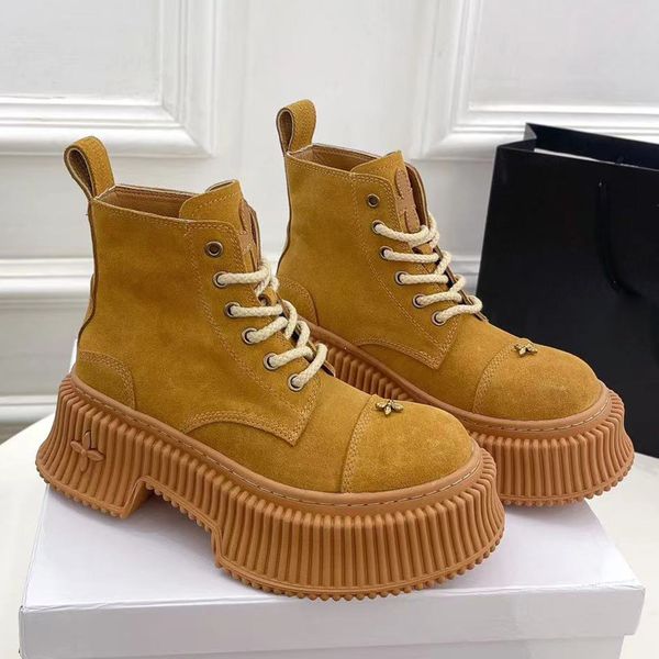 rhubarb sand block heel platform ankle boots suede vamp lace-up round head combat boots women's outdoor shoes luxury designer thick sol, Black
rhubarb sand block heel platform ankle boots suede vamp lace-up round head combat boots women's outdoor shoes luxury designer thick sol, Black