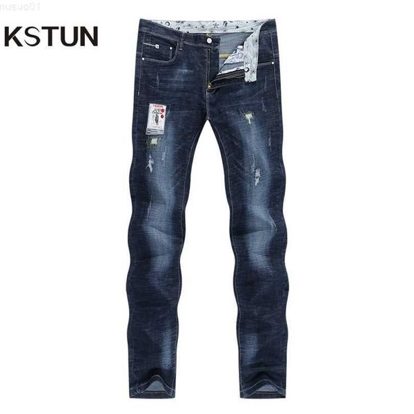 men's kstun men stretch dark blue slim fit ripped biker jeans man casual patchwork hip hop mens pants denim clothes drop 210318 l230726
men's kstun men stretch dark blue slim fit ripped biker jeans man casual patchwork hip hop mens pants denim clothes drop 210318 l230726