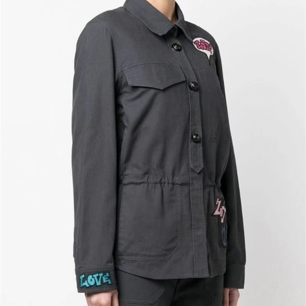 women's jackets 2023 early spring women cartoon letter embroidery cotton jacket lady casual elastic waist turndown collar front buttons, Black;brown
women's jackets 2023 early spring women cartoon letter embroidery cotton jacket lady casual elastic waist turndown collar front buttons, Black;brown