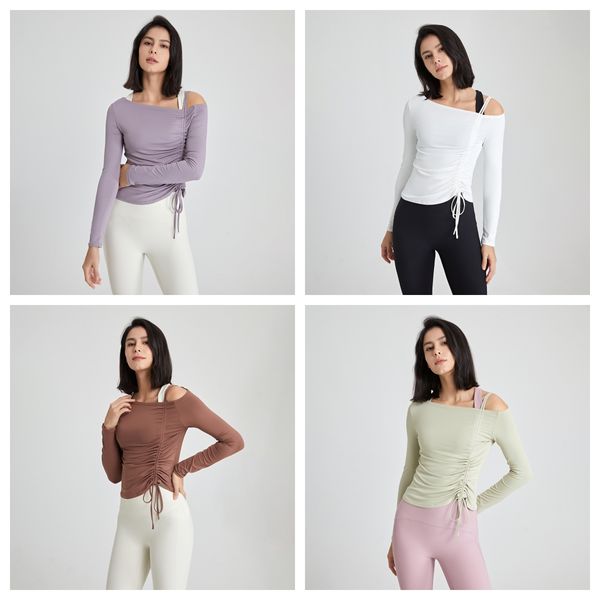 autumn new side drawstring sports long sleeve running fitness suit t-shirt high elastic slim fit nude yoga suit for women, White;red
autumn new side drawstring sports long sleeve running fitness suit t-shirt high elastic slim fit nude yoga suit for women, White;red