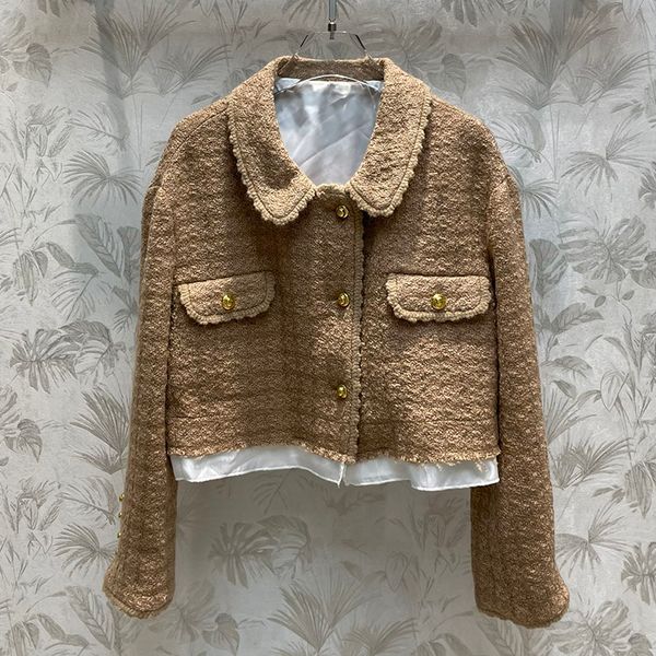 tweed single breasted jacket for women camel brown female short coat classic lapel neck solid color winter luxury fashion clothes, Black;brown
tweed single breasted jacket for women camel brown female short coat classic lapel neck solid color winter luxury fashion clothes, Black;brown