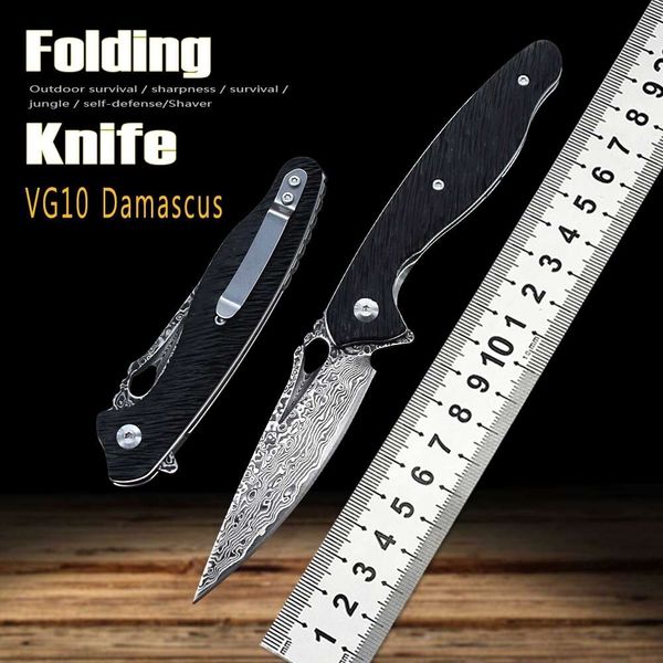new tacticalhandmade ebony handle pocket folding knife vg10 damascus steel outdoor hunting kitchen military knife edc fruit knife mini
new tacticalhandmade ebony handle pocket folding knife vg10 damascus steel outdoor hunting kitchen military knife edc fruit knife mini