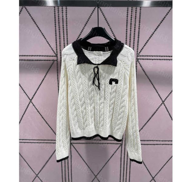 23ss women sweater womens designer clothing lapel color-matching college collar with bow monogram embroidery knit sweater womens clothing a1, White;black
23ss women sweater womens designer clothing lapel color-matching college collar with bow monogram embroidery knit sweater womens clothing a1, White;black