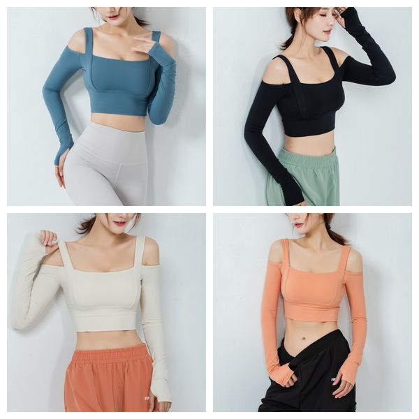 autumn and winter new tight nude with chest cushion yoga dress long sleeve off shoulder sports women's gym running t-shirt, White;red
autumn and winter new tight nude with chest cushion yoga dress long sleeve off shoulder sports women's gym running t-shirt, White;red