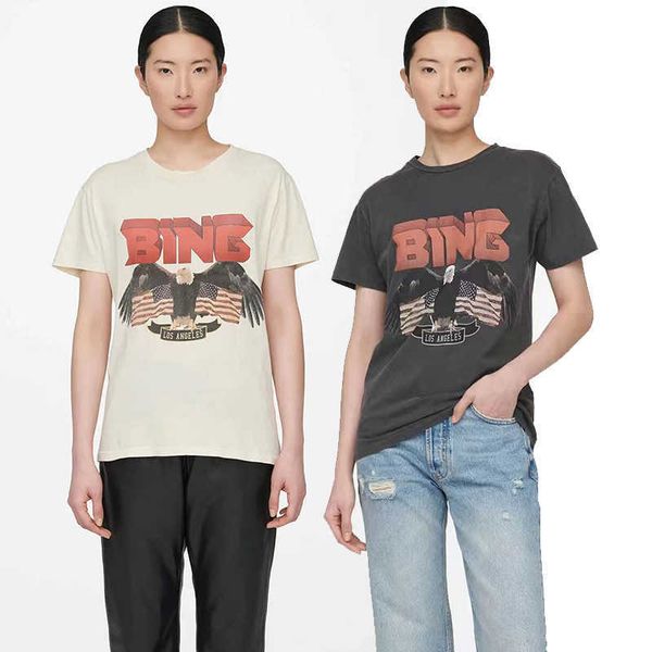 anines bing luxury tee shirt eagle national flag printing old stir-fried color washing women designers short-sleeved crew neck tide apparel, White
anines bing luxury tee shirt eagle national flag printing old stir-fried color washing women designers short-sleeved crew neck tide apparel, White