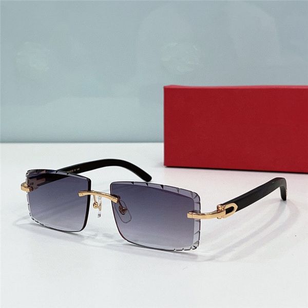 new fashion design square sunglasses 0339s rimless frame cutting lenses wooden temples simple style versatile outdoor uv400 protection glass, White;black
new fashion design square sunglasses 0339s rimless frame cutting lenses wooden temples simple style versatile outdoor uv400 protection glass, White;black