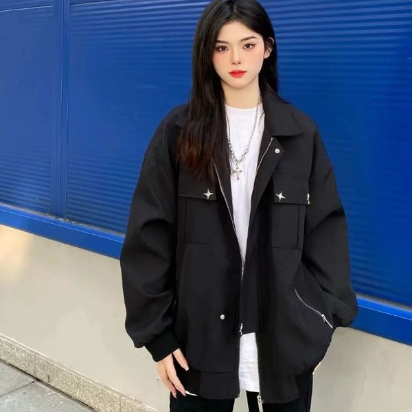 womens jackets houzhou vintage black bomber jacket women star girl y2k streetwear track korean style fashion zipper goth oversize 230726, Black;brown
womens jackets houzhou vintage black bomber jacket women star girl y2k streetwear track korean style fashion zipper goth oversize 230726, Black;brown