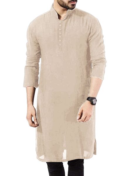 mens abaya thobe arabic longline t shirts henley kaftan banded collar plain gown shirts, White;black
mens abaya thobe arabic longline t shirts henley kaftan banded collar plain gown shirts, White;black