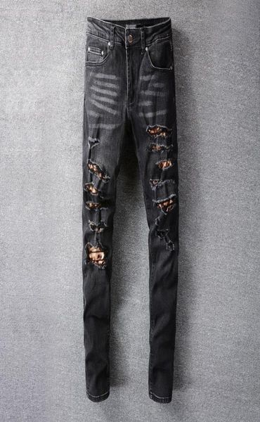 casual fashion brand mens jeans amr black trousers streetwear striped patch hole jean for men stretch slim feet pencil pants4117865, Blue
casual fashion brand mens jeans amr black trousers streetwear striped patch hole jean for men stretch slim feet pencil pants4117865, Blue