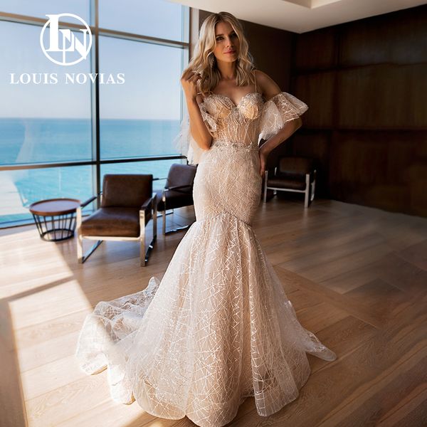 champagne meimaid wedding dress 2023 romantic spaghetti straps flare sleeve applique lace dress for bride vestidos de novia, White
champagne meimaid wedding dress 2023 romantic spaghetti straps flare sleeve applique lace dress for bride vestidos de novia, White