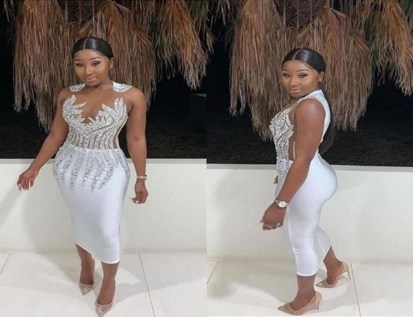 new white stunning tea length cocktail dresses illusion neck sheath crystal beading short prom dress mother homecoming 6992786, Black 
new white stunning tea length cocktail dresses illusion neck sheath crystal beading short prom dress mother homecoming 6992786, Black