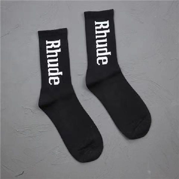 rhude socks pure cotton socks size, Black;white