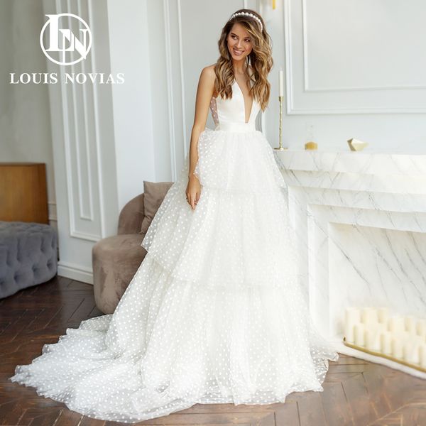 classy a-line wedding dress 2023 deep v-neck tiers court train backless satin dress for bride vestidos de novia, White
classy a-line wedding dress 2023 deep v-neck tiers court train backless satin dress for bride vestidos de novia, White