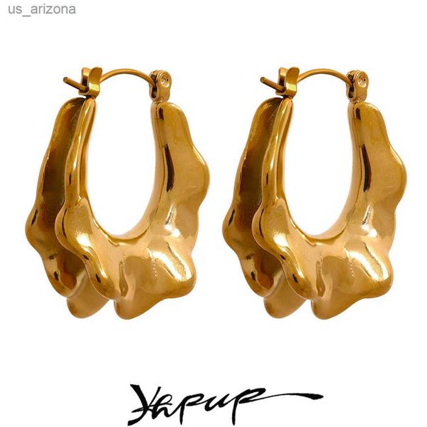yhpup cast stainless steel geometric unusual hoop earrings waterproof gold color stylish jewelry for women 2023 new l230620, Golden;silver
yhpup cast stainless steel geometric unusual hoop earrings waterproof gold color stylish jewelry for women 2023 new l230620, Golden;silver