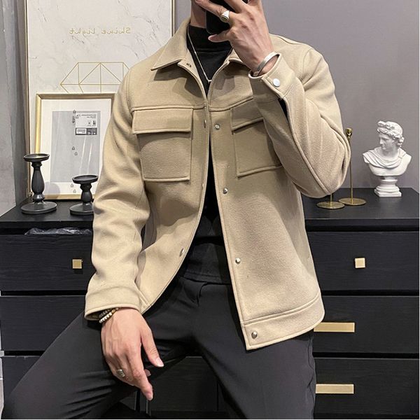 mens jackets autumn winter wool korean style casual slim lapel big pocket jacket solid color social coat jaqueta masculina 230725, Black;brown
mens jackets autumn winter wool korean style casual slim lapel big pocket jacket solid color social coat jaqueta masculina 230725, Black;brown