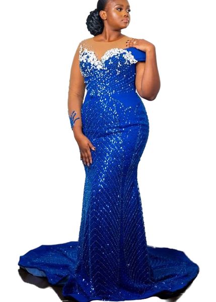 2023 aso ebi royal blue mermaid prom dress beaded crystals evening formal party second reception birthday engagement gowns dresses robe de s, Black
2023 aso ebi royal blue mermaid prom dress beaded crystals evening formal party second reception birthday engagement gowns dresses robe de s, Black