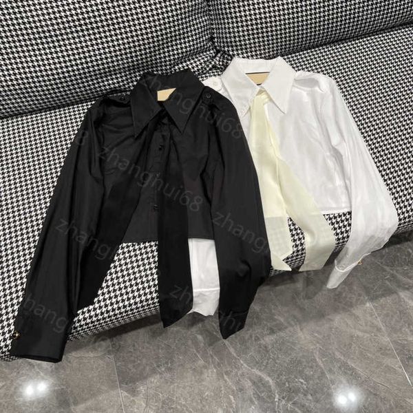 23ss women shirt womens designer clothing high neck blouse early spring new lapel short ribbon long-sleeved shirt women clothes a1, White
23ss women shirt womens designer clothing high neck blouse early spring new lapel short ribbon long-sleeved shirt women clothes a1, White