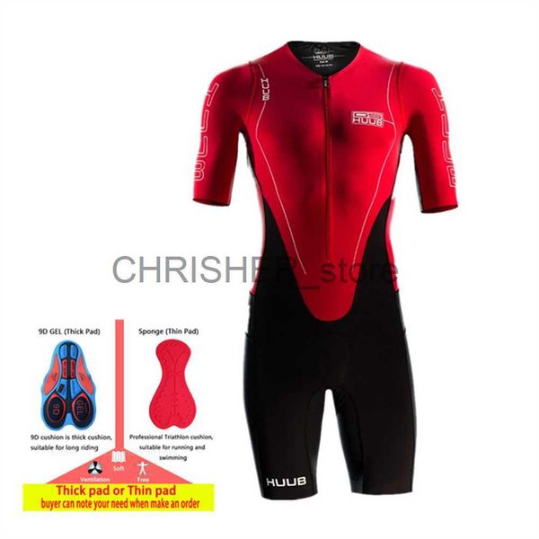 Image of Cycling Jersey Sets Huub Triathlon Summer Team Men Racing Jumpsuit Short Sleeve Cycling Speed Suit Mono Ciclismo Hombre Bicycle Run Swim Tri Suit x0727