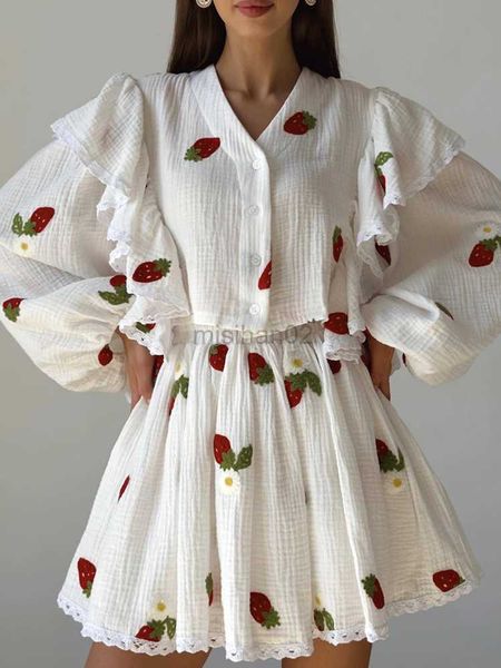 women's sleep lounge home suit women pajamas cotton linen skirt set summer strawberry pattern ruffle long sleeve button blouse mini ski
women's sleep lounge home suit women pajamas cotton linen skirt set summer strawberry pattern ruffle long sleeve button blouse mini ski