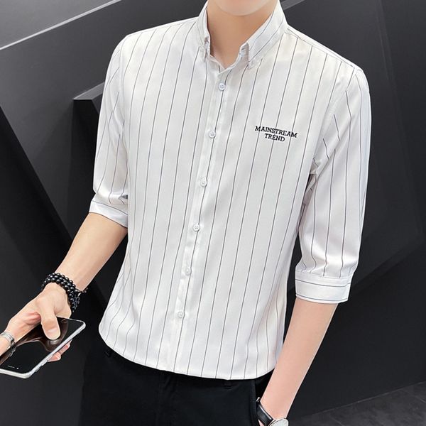 mens casual shirts men korean style slim fit vertical stripe shirt clothes for 230726, White;black
mens casual shirts men korean style slim fit vertical stripe shirt clothes for 230726, White;black