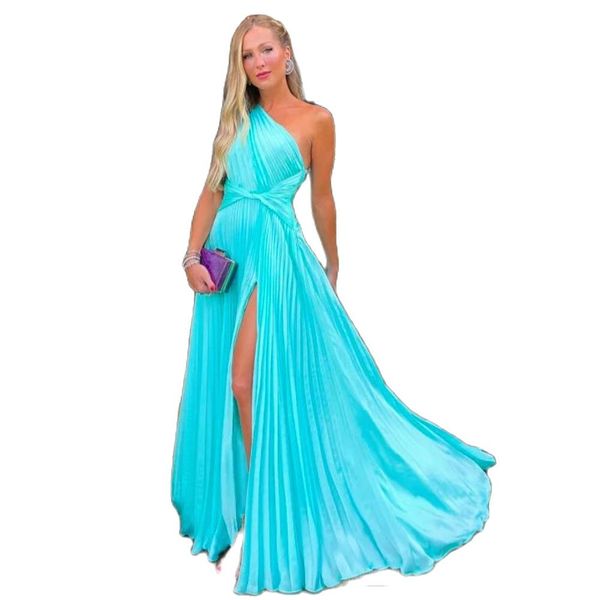 blue one shoulder a line prom dresses pleat side split chiffon maxi dress floor length womens summer party gown, Black
blue one shoulder a line prom dresses pleat side split chiffon maxi dress floor length womens summer party gown, Black