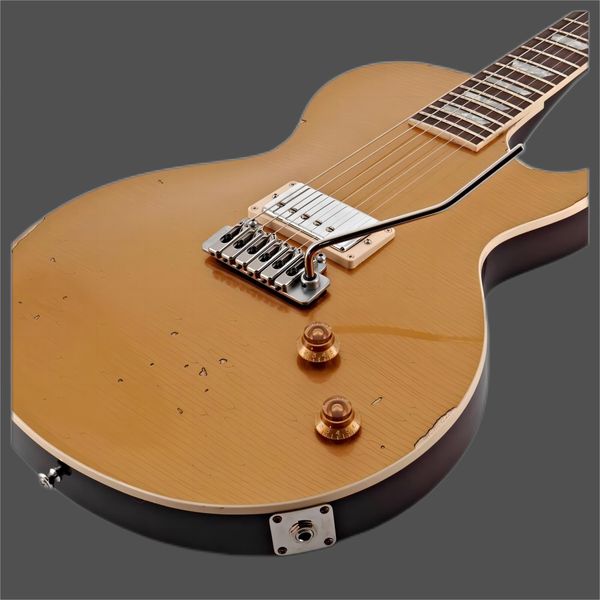 heavy relic joe perry gold rush axcess aged antique gold lp electric guitar tremolo bridge, single pickup
heavy relic joe perry gold rush axcess aged antique gold lp electric guitar tremolo bridge, single pickup